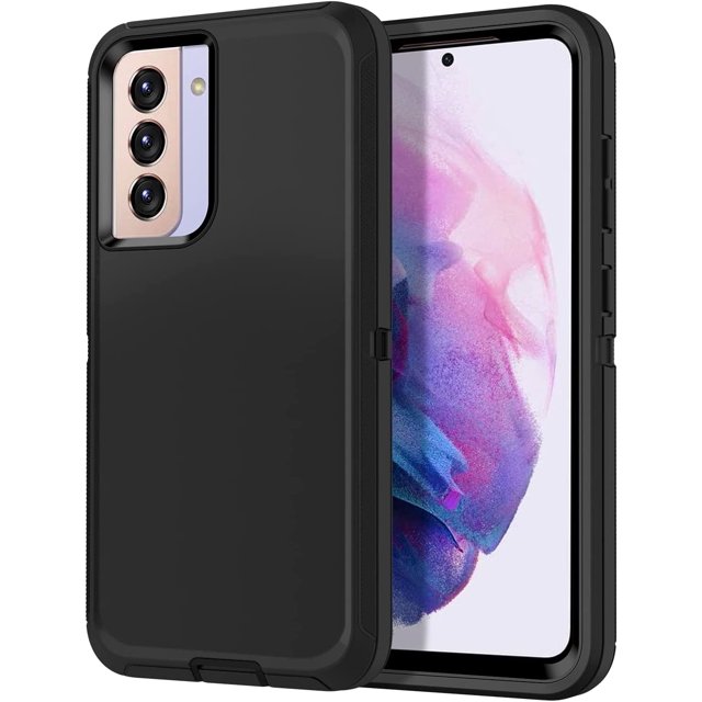 LAICAIW for Galaxy S21 FE 5G Case in black, featuring a shockproof, rugged, and durable 3-layer design made from high-grade silicone and PC polycarbonate. This case offers full body protection against drops, dust, and scratches, with raised edges for screen and camera protection. Designed for the Samsung Galaxy S21 FE 5G (2022) and includes precise cutouts for easy access to all ports and buttons. Note: Does not include a built-in or separate screen protector.