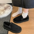 thumbnail image 4 of Womens Warm Fleece Lined Slip-On Winter Boots - Non-Slip Thick Sole Flock Upper Black Low-Top Casual Daily Wear Shoes for Ladies,Size 42, 4 of 9