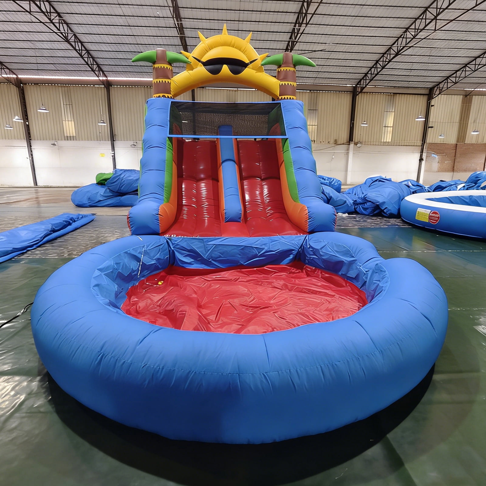 Relunch Commercial Double Water Slide with Splash Water Pool & Climbing Wall, Inflatable Water Slide with Blower for Adults Kids Outdoor Backyard Party- 23x11x12.5ft