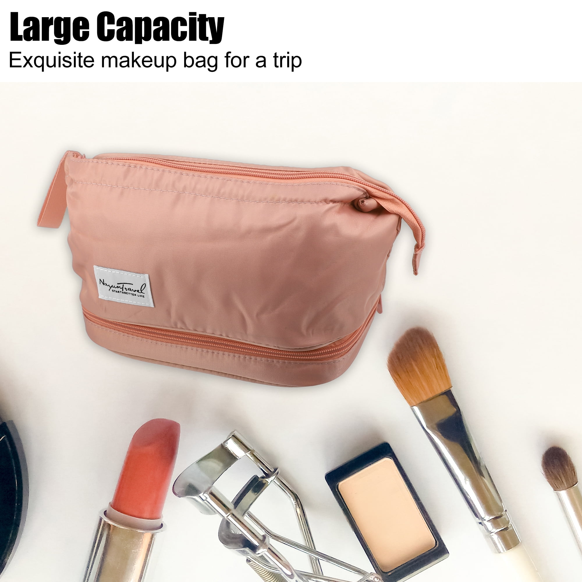 Unique Bargains Floral Makeup Bag Zipper Flower Cosmetic Pouch Pink