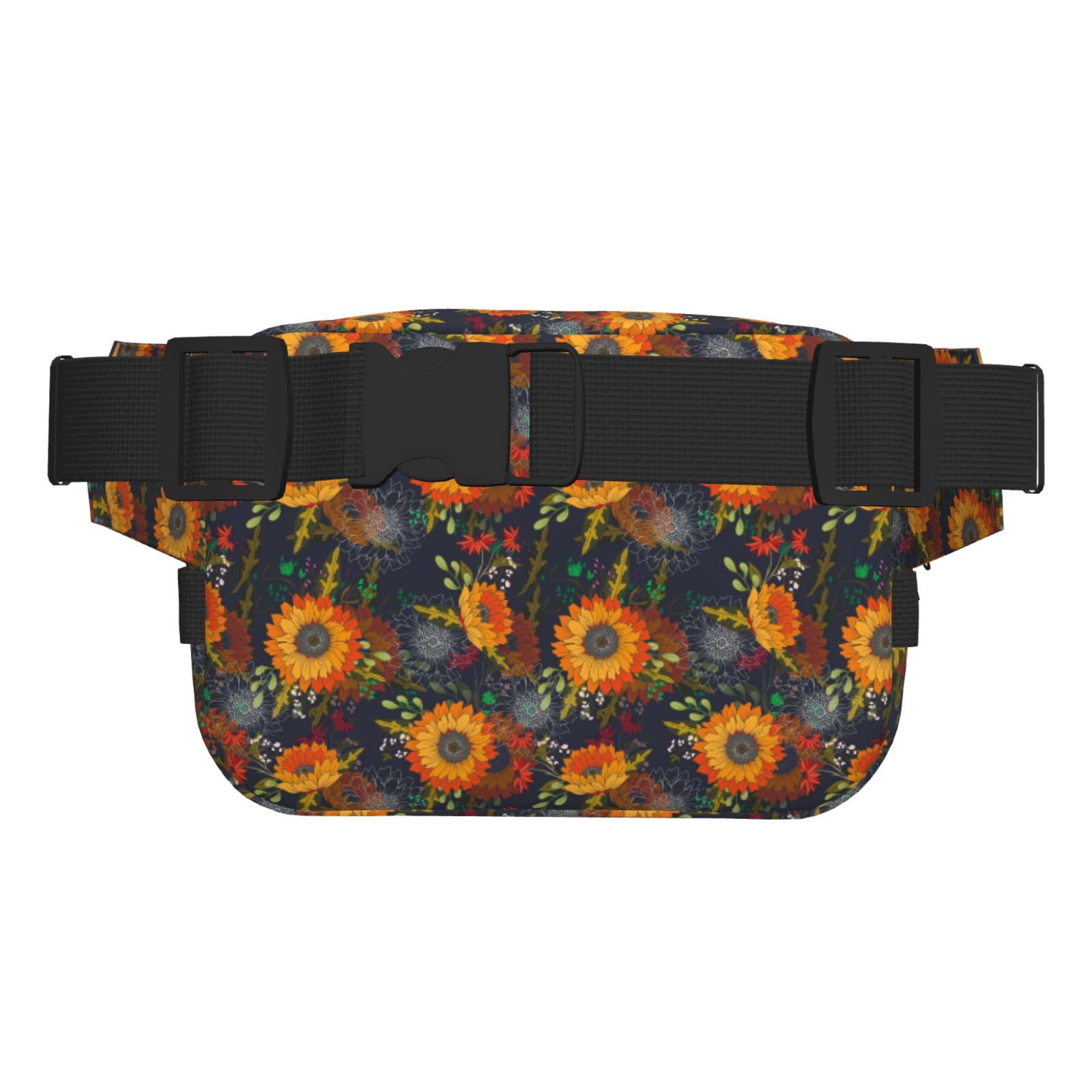 Picia Sunflowers Print Square Double-Layer Waist Bag Mini Adjustable Waist Belt Bag Exercise Running Travel Hiking