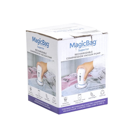 MagicBag Rechargeable Vacuum Pump, Electric Compression Pump for Vacuum Storage Bags, Portable & Lightweight