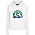 thumbnail image 2 of Women's Levelwear  White Vancouver Canucks Sweet Banner Arch Tri-Blend Cropped Pullover Hoodie, 2 of 3
