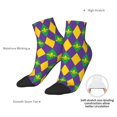 thumbnail image 6 of Rateoe Mardi Gras Pattern Quarter Crew Socks,Toe Seamed Ankle Socks,Cotton Cushioned Breathable Athletic Crew Sports Socks, 6 of 7