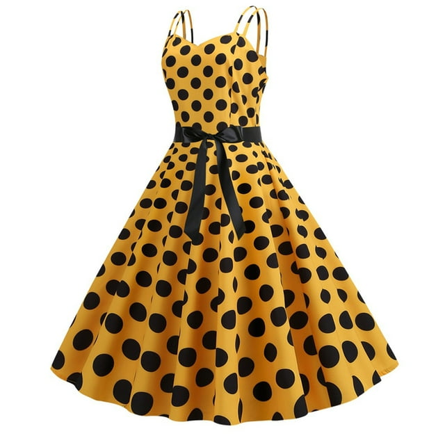 EGNMCR Robes d'Été Femmes Tendance 2024 Mode Femme Vintage Imprimé Col Rond Robe Sans Manches