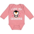 thumbnail image 3 of Inktastic I Love My Grandma with Cute Penguin and Hearts Girls Long Sleeve Baby Bodysuit, 3 of 5