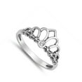 thumbnail image 4 of Princess Crown Tiara Clear CZ Oxidized Ring .925 Sterling Silver Band White Female Size 6, 4 of 4