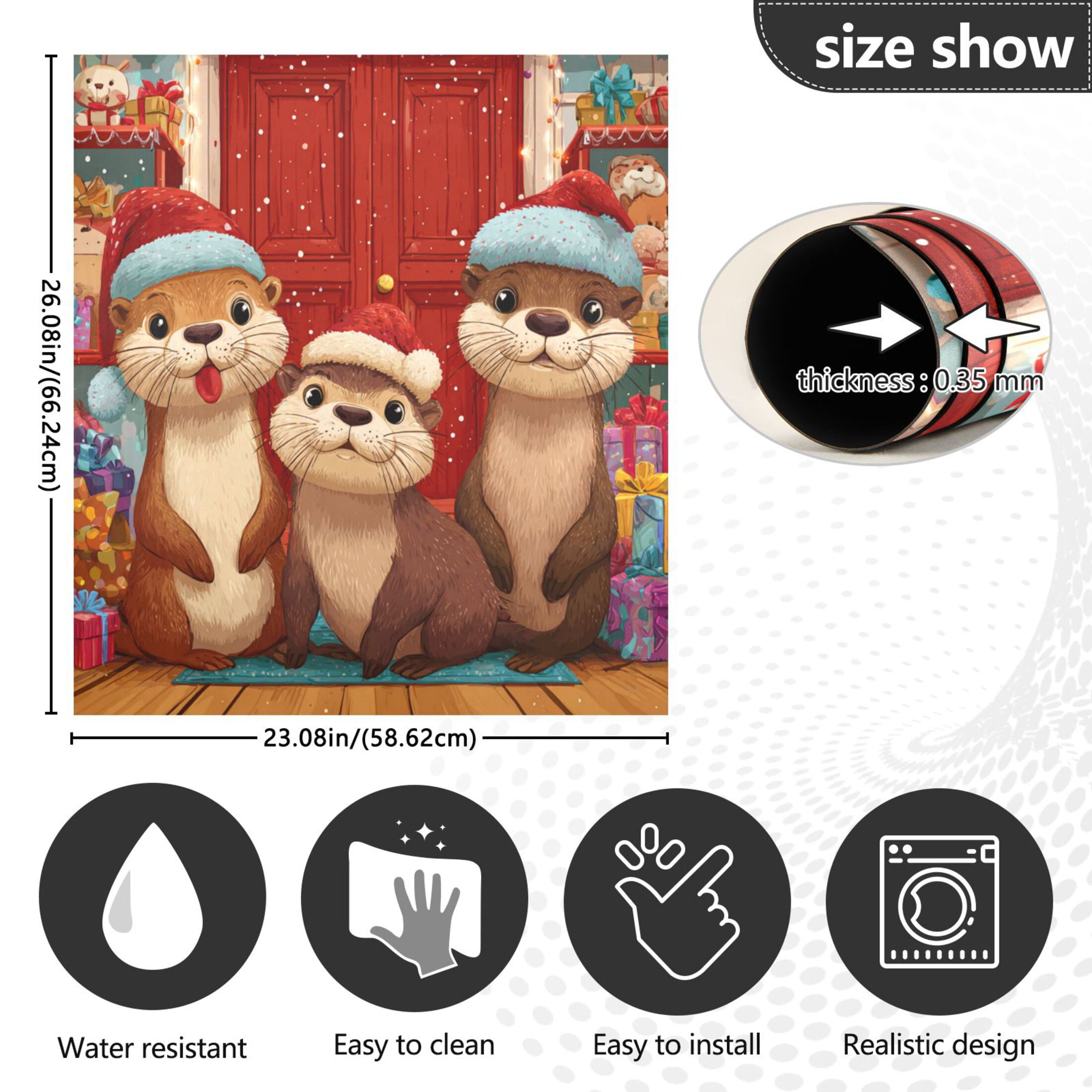 Dishwasher Magnetic Refrigerator Magnet Cover Sticker Home Decorative 23"x26" Three Cute Otters