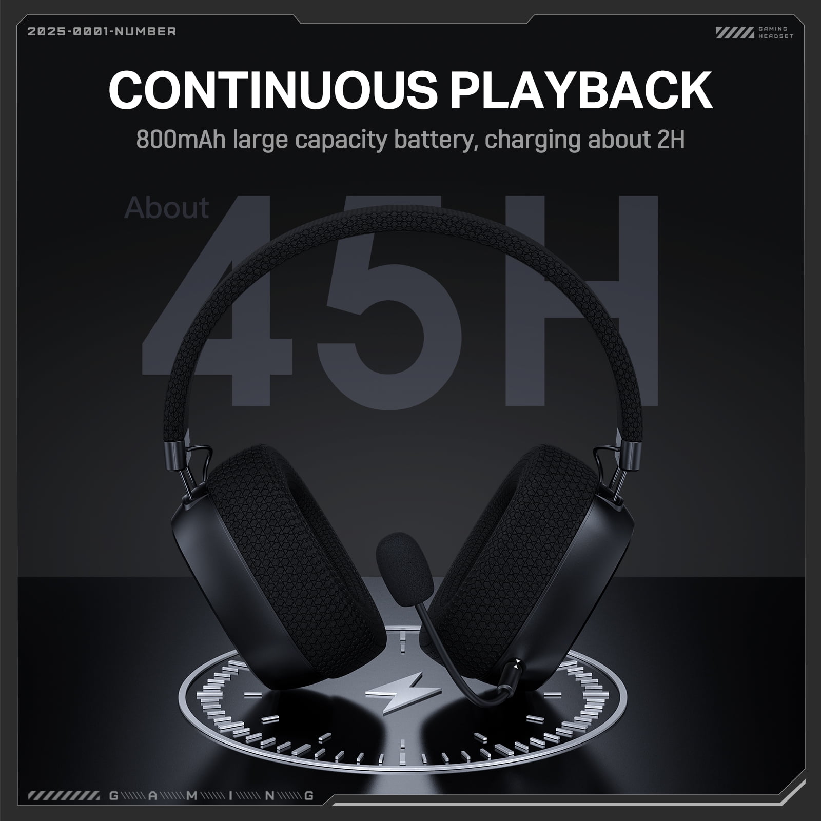 Wireless Gaming Headset for PS5/PC/PS4/Nintendo Switch,2.4G/Bluetooth Gaming Headphones with Detachable Noise Canceling Mic/176g Lightweight/Surround Sound/Long Battery Life Black