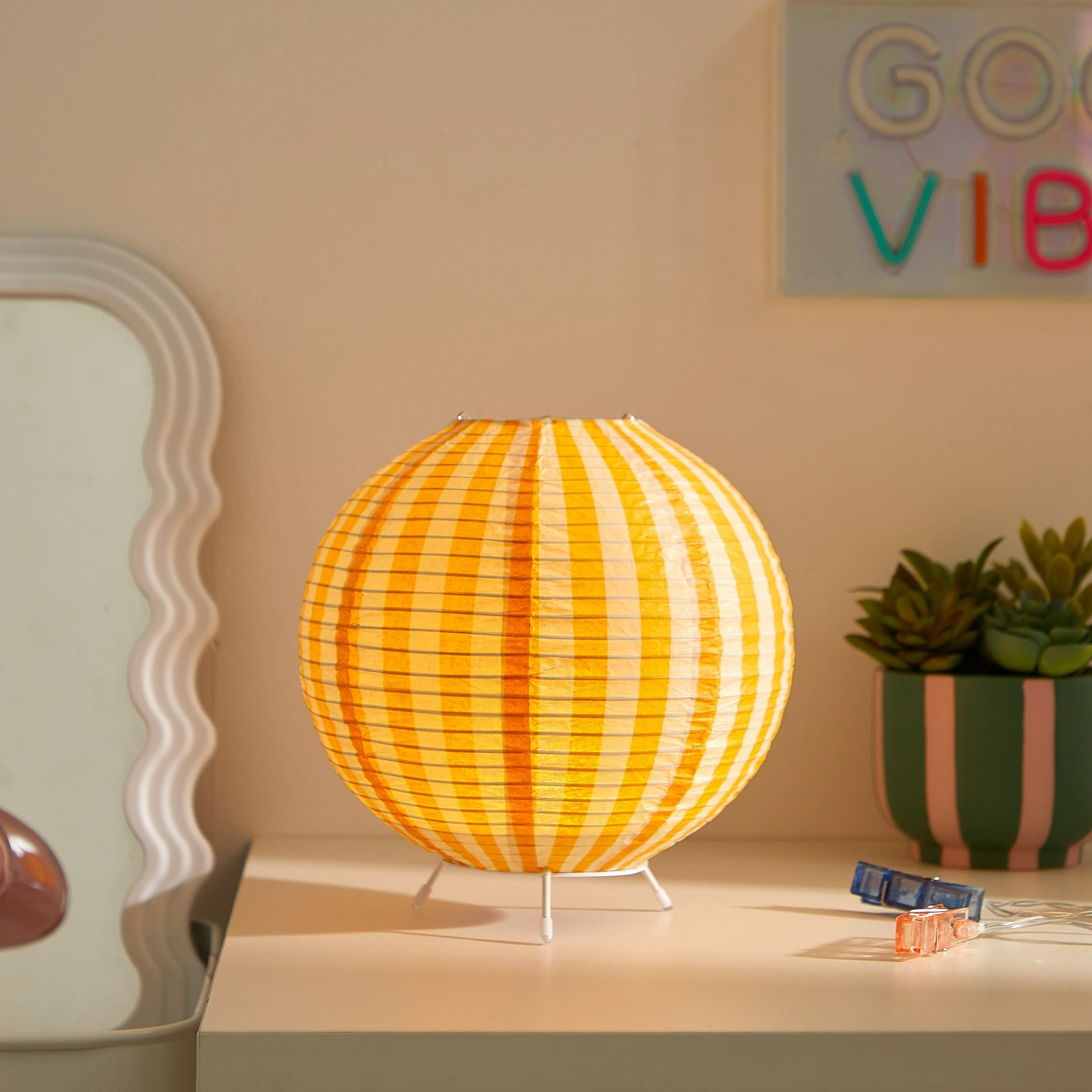 Urban Shop 8.2"H x 9"D Paper Lantern Table Lamp, Yellow