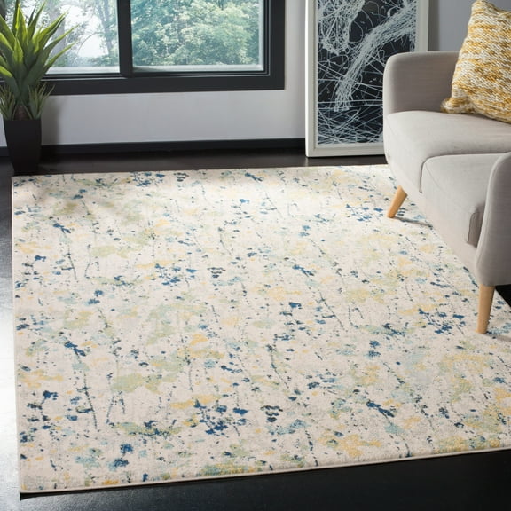 SAFAVIEH Evoke Peregrine Abstract Area Rug, Ivory/Yellow, 5'3" x 7'6"