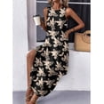 thumbnail image 3 of Vestido Zeagoo Tropical sin mangas para verano, playa, negro, estampado XL, 3 of 6