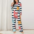 thumbnail image 2 of Picia Colorful Llama Pattern Women’s Long-Sleeve Sleepwear Set - Soft 2-Piece Loungewear with Pockets, Comfy PJs for Relaxing Nights-Medium, 2 of 7