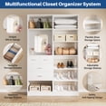 thumbnail image 3 of Homieasy 50'' Closet System Set of 2, Walk-in Closet System Set with 4 Drawers & Storage Shelves, Wooden Closet Tower with Mirror and Shoe Rack, Closet Organizer for Bedroom, 79.7" Height, White, 3 of 6