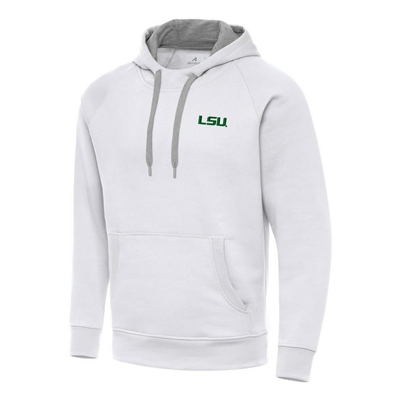 Men's-Antigua  White LSU Tigers St. Patrick's Day Fleece Raglan Victory Pullover Hoodie