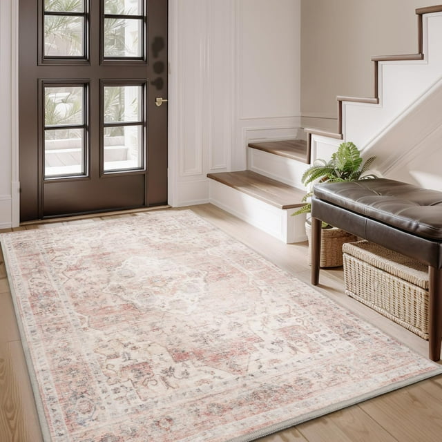 -Runner Rug X Rugs for Living Room- Machine Washable Rug-Soft Living Room Rug-Vintage Non Slip Carpet-Rugs for Bedrooms Dining Office