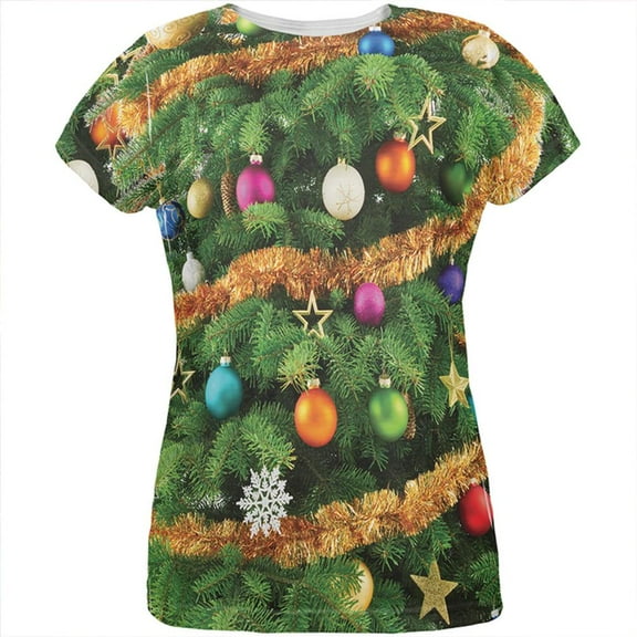Christmas Tree Costume All Over Womens T Shirt Multi 2XL