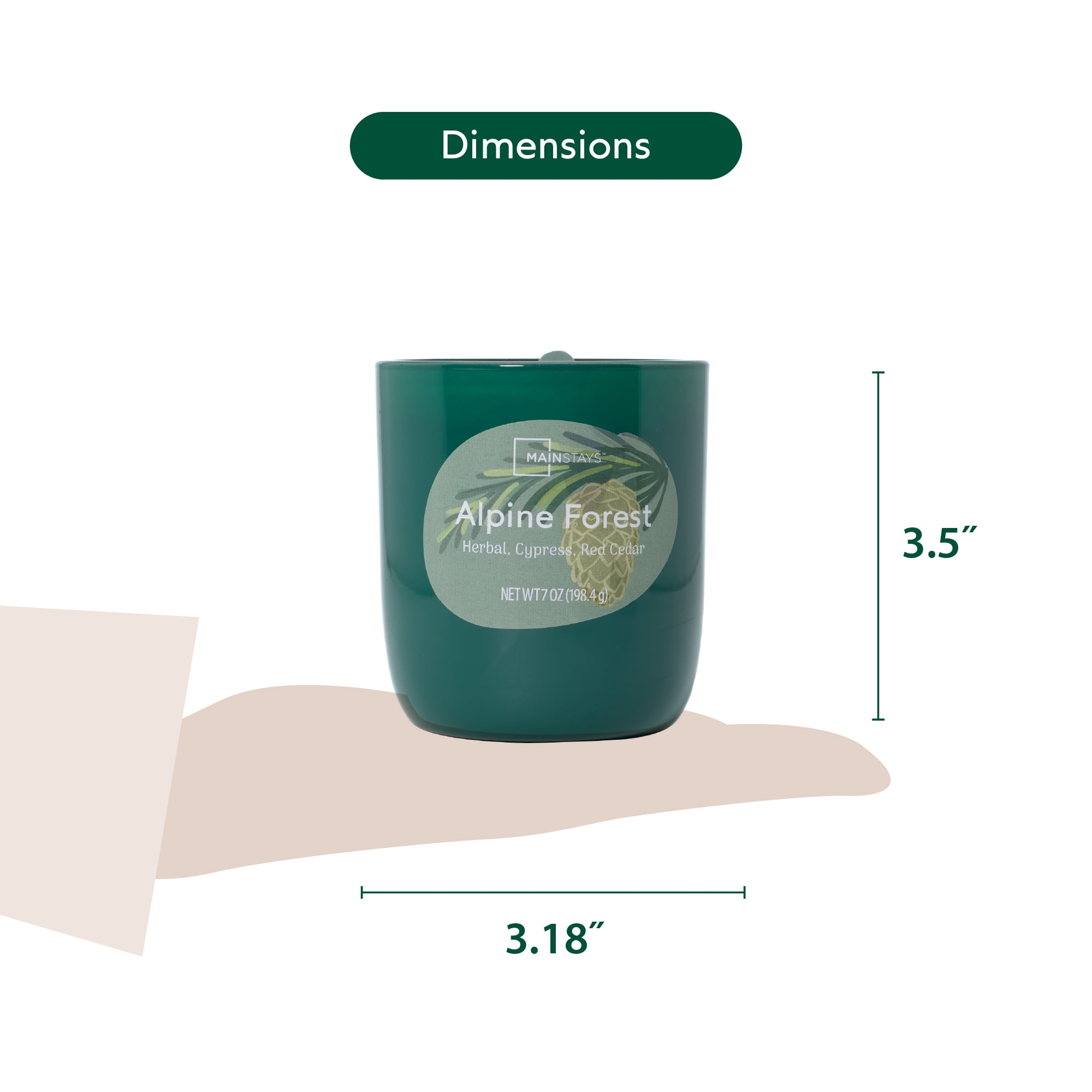 Mainstays 1-Wick Glossy Glass Candle, Alpine Forest, 7 oz