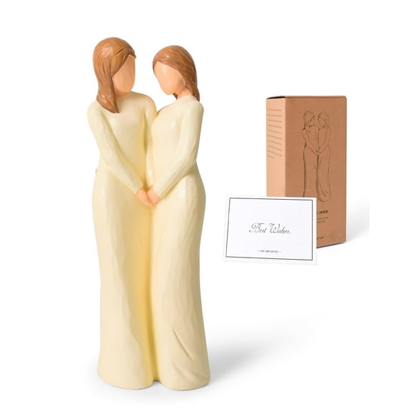 Mother Daughter Figurine Gift – Hand-Painted Resin Statue for Mom Birthday, Christmas, Mother of the Bride