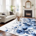 thumbnail image 2 of 5'x7' Area Rugs for Living Room Bedroom, Blue Blooms Floral Washable Rug Carpet Runner Indoor Outdoor, Farmhouse Spring Flowers Botanical Non Slip Floor Mats Area Rug for Kitchen, Nursery, 2 of 8