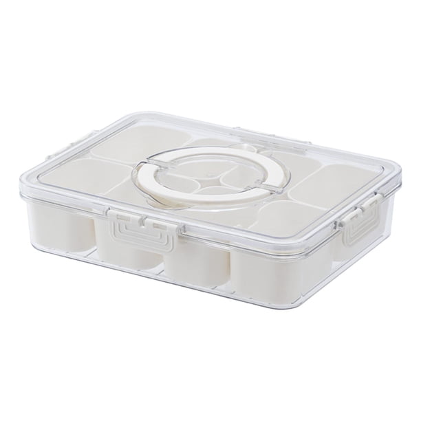 Contenedor de alimentos con compartimentos, organizador para refrigerador, contenedores, tarro de condimentos portátil, plato para servir, cajón de 8 rejillas