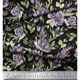 thumbnail image 2 of Soimoi Black Georgette Viscose Fabric Leaves & Peony Floral Print Fabric by Yard 42 Inch Wide, 2 of 3