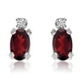 thumbnail image 2 of 14K White Gold Oval Garnet and Diamond Earrings, 2 of 2