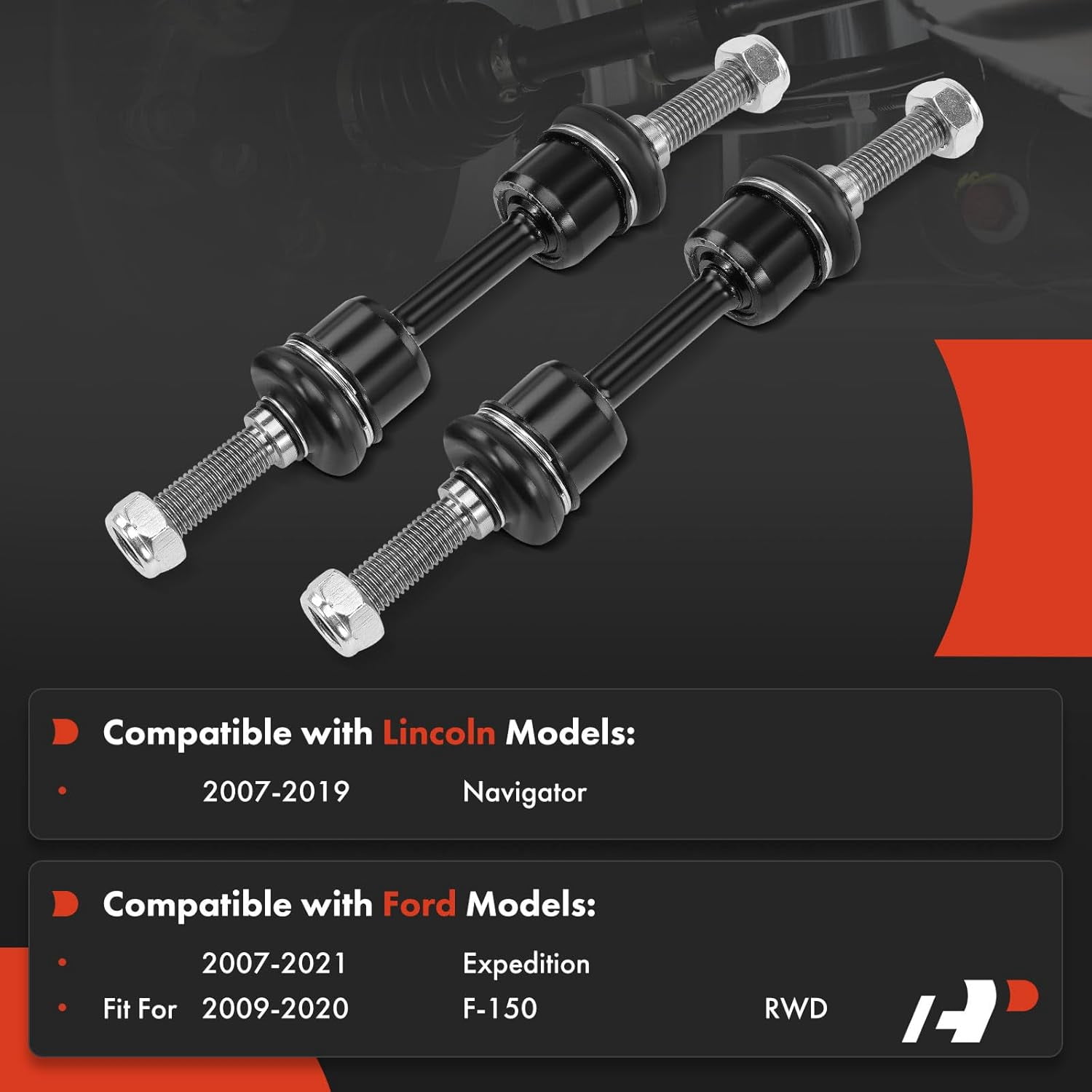 A-Premium Front Sway Bar Link Stabilizer Link Compatible with Ford F-150 F150 2009-2020 Expedition 2007-2021 & Lincoln Navigator 2007-2019 Replace# 7L1Z5K483B 7L1Z5K483C 2-PC Set