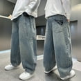 thumbnail image 2 of WRTFVZA Toddler Jeans Flap Pockets Wide Leg Soft Comfortable Boys Relaxed Denim Jeans, 2 of 5