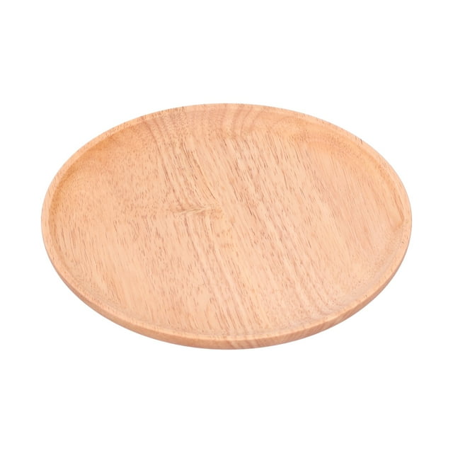 Peahefy Bamboo Wood Serving Tray, Round Snack Tray For Home Restaurants Coffee For Food Breakfast Dinner Decor