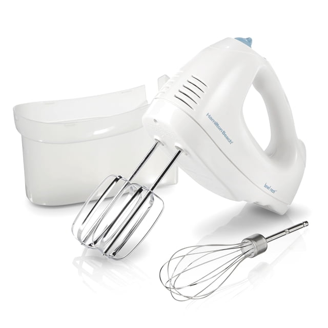 Hamilton Beach 6-Speed Electric Hand Mixer for Baking, 250W, QuickBurst, Snap-On Storage Case, Traditional Beaters & Whisk, White (62682G)
