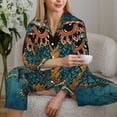 thumbnail image 6 of Lsque Owl In Blue Pattern Long Sleeve Pajama Set for Women - Soft 2-Piece Sleepwear and Loungewear Set with Pockets, Comfy Nightwear-Medium, 6 of 7