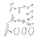 thumbnail image 2 of Juego de 12 pendientes de aro de moda para mujeres y niñas, aretes tipo botón Plata, 2 of 9