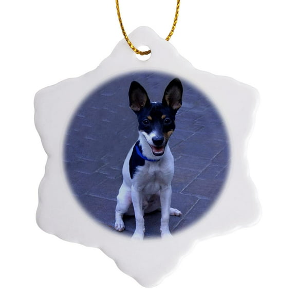 3drose, Toy Fox Terrier 2, 3 inch Snowflake Porcelain Ornament