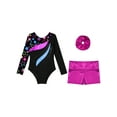 thumbnail image 5 of TiaoBug Kids Girls Gymnastic Dance Outfits Long Sleeve Leotard Workout Bodysuit with Shorts Tumbling Tracksuit Starry 10, 5 of 7