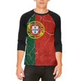 thumbnail image 1 of Distressed Portuguese Flag Mens Raglan T Shirt White-Black X-LG, 1 of 2