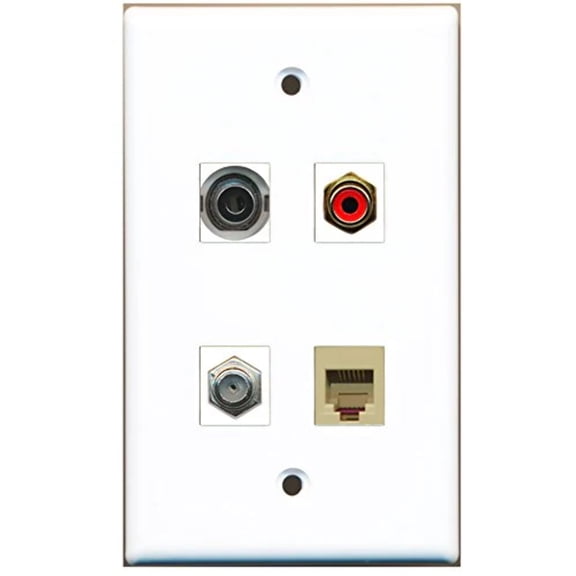 RiteAV - 1 Port RCA Red 1 Port Coax Cable TV- F-Type 1 Port Phone RJ11 RJ12 Beige 1 Port 3.5mm Wall Plate