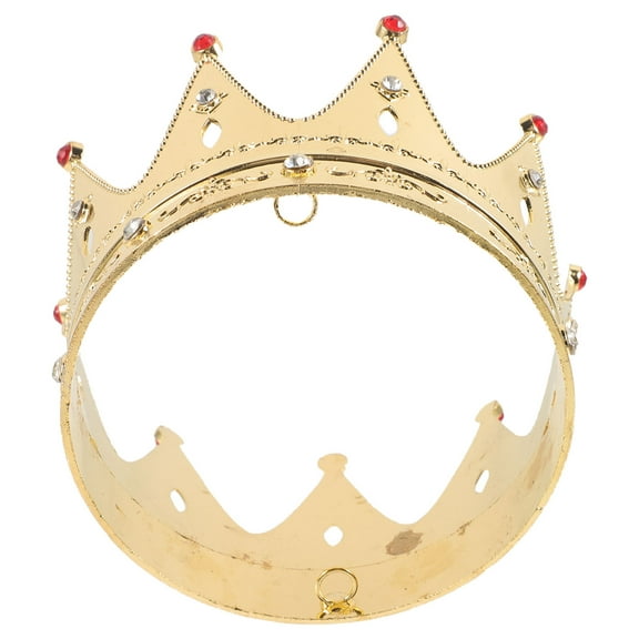 BESTOYARD Cosplay Party Crown Headpiece Golden Metal Rhinestone 1Pack