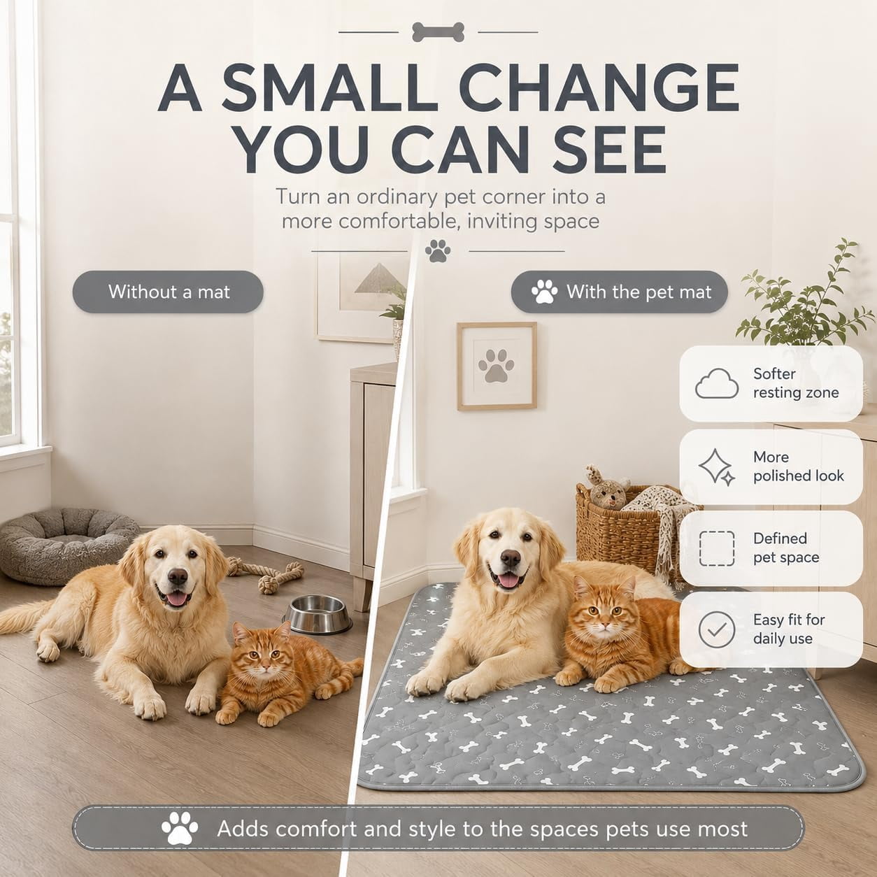 NovaPaw Washable Puppy Pee Pads, Reusable Dog Training Pads with Ultra Absorbent Multi-Layer Design, Leakproof Non-Slip Pet Potty Pads for Puppies, Dogs, Cats, Crates and Indoor Use(M:23.6*15.7in)