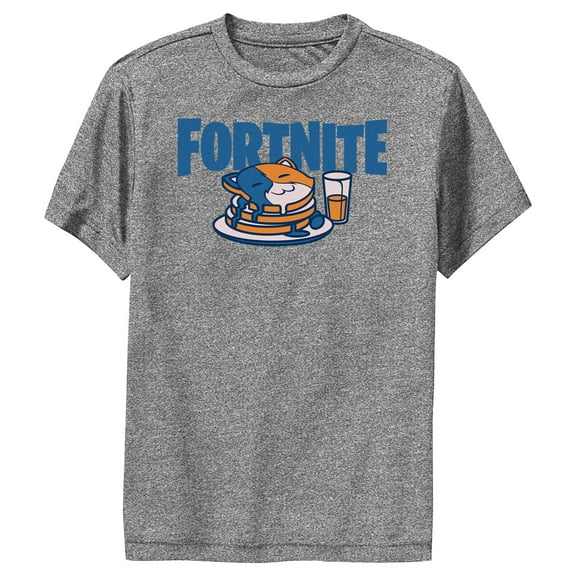 Boy's Fortnite Meowscles Pancakes Performance Graphic Tee Charcoal Heather Large