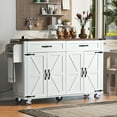 AENKYO 53.5'' Farmhouse Kitchen Island with Power Outlet, Drop Leaf