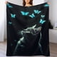 thumbnail image 2 of Manta de franela supersuave con diseño de gatos y mariposas, ligera y cálida para todas las estaciones, para sala de estar o dormitorio, 70 x 100 cm/100 x 150 cm, 2 of 8