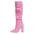 thumbnail image 6 of Block High Heel Boots for Women Slouchy Leather Mid Calf Boots Pointed Toe Pumps Knee High Boots, 6 of 6