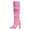 Pink, variant on Women's Point Toe Thigh High Stiletto Heels Side Zippers Slouchy Booties Long Boots