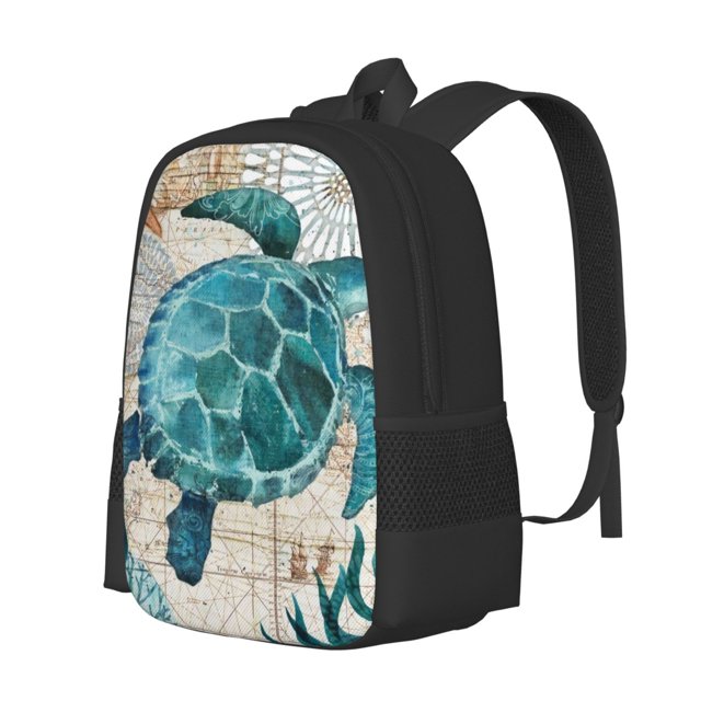 Fotbe Watercolor Sea Turtle Mochila para Hombre y Mujer - Tela Oxford 600D Resistente - Mochila Impermeable de Gran Capacidad para Escuela, Viajes y Senderismo