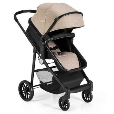Topcobe 2-in-1 Foldable Pushchair Newborn Infant Baby Stroller, Toddler Stroller, Baby Wagon-Coffee