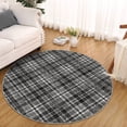 thumbnail image 2 of Garvee Plaid Area Rug 4x4ft Modern Round Washable Rug, Non Slip Stain Resistant Rug Geometric Carpet for Living Room Bedroom Home Office, Gray, 2 of 8