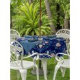 thumbnail image 4 of Outdoor Tablecloth with Umbrella Hole Zipper Navy Blue Boho Floral Round Tablecloth 60" Waterproof Outside Table Cloth Ethnic Tribe Farmhouse Artwork Patio Table Cover Tablecloths for Picnic Party, 4 of 8