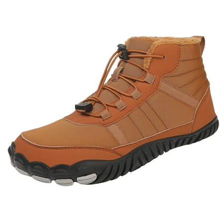 

Ketyyh-chn99 Men Snow Boots Golf Shoes Men Womens Mens Barefoot Boots Shoes Winter Snow Boots Warm Ankle Booties Sole Wide Toe Slip on Sneakers Brown 9