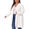 thumbnail image 2 of DARING DIVA Women's Plus Jeans Long Sleeve Long Denim Jackets 3X White, 2 of 6